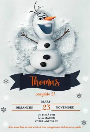Invitation Anniversaire La Reine des Neiges Olaf Frozen éditable