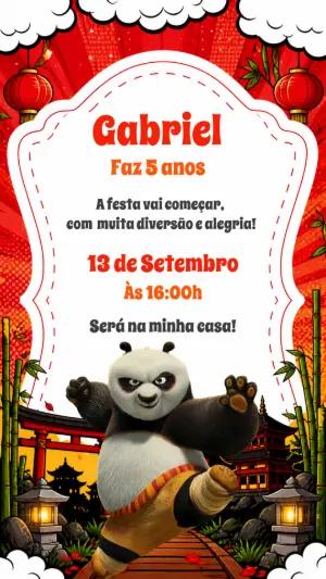 Convite de Aniversário Kung Fu Panda para Editar Online