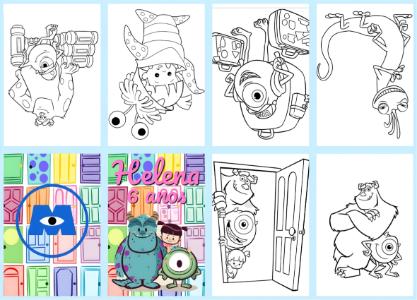 Mini Livro de Atividades Monstros S.A. com Desenhos para Colorir