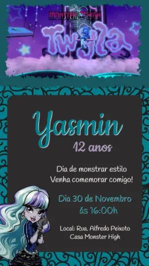 Convite Animado de Aniversário Monster High para Editar Online
