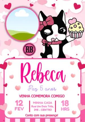 Convite Digital Aniversário Infantil Tema Rebecca BonbonEditável