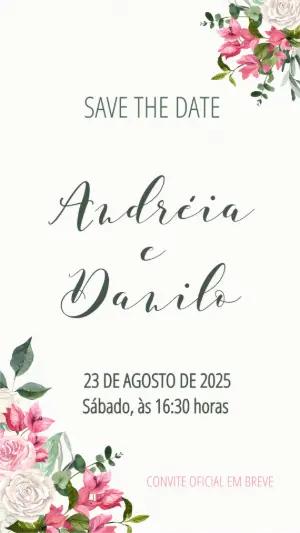 Save the Date Casamento Floral com Flores Rosas para Editar Online