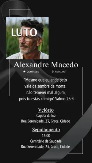 Modelo de Luto Elegante com Foto Editável para Homenagem