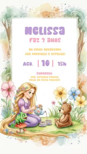 Convite de Aniversário Rapunzel Enrolados para Editar Online
