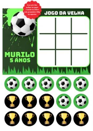 Lembrancinha Jogo da Velha Futebol Editável para Aniversário