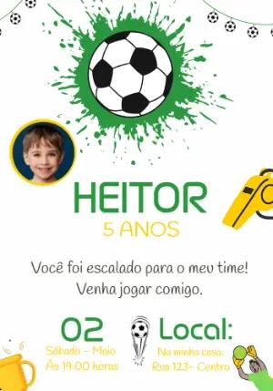 Convite Aniversário Futebol com Foto para Editar Online