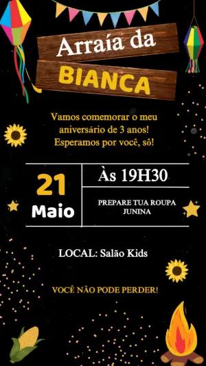Convite de Aniversário Festa Junina para Editar Online
