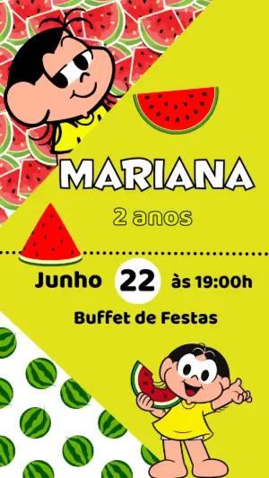 Convite de Aniversário Magali e Melancia para Editar Online