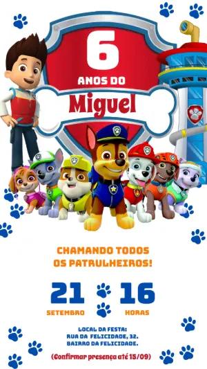 Convite de Aniversário Patrulha Canina para Editar Online
