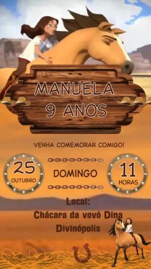 Convite Animado Aniversário Spirit Cavalo para Editar Online
