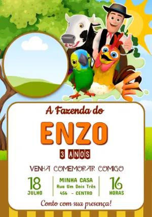 Modelo de Convite Fazendinha Infantil com Foto para Editar