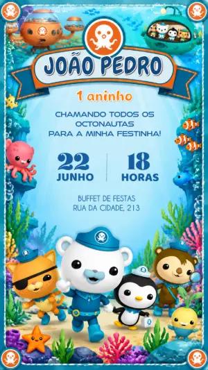 Convite de Aniversário Octonautas Digital para Editar Online
