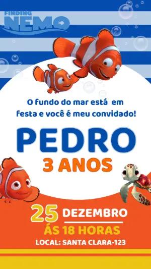 Convite de Aniversário Nemo Fundo do Mar para Editar