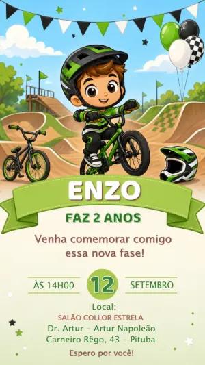 Convite de Aniversário Motocross Radical para Editar 