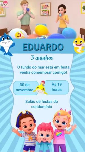 Convite Animado Bebefinn Aniversário para Editar Online