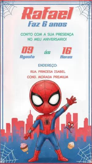Convite de Aniversário Homem-Aranha Fofo para Editar Online
