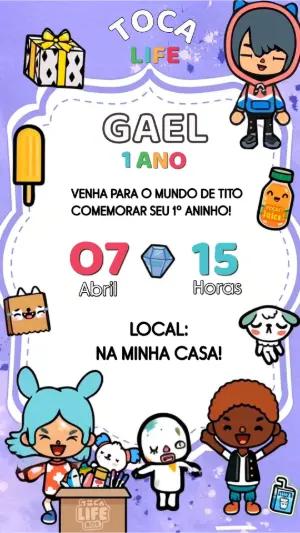 Convite Animado Toca Life Aniversário Infantil para Editar