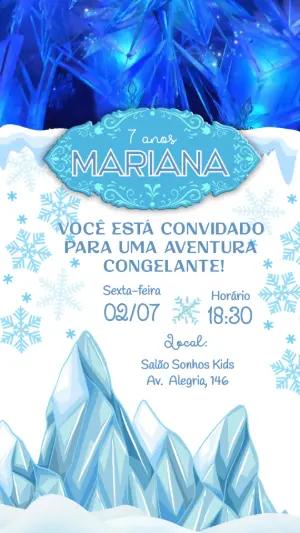 Convite Animado de Aniversário Frozen: Elsa e Anna para Editar
