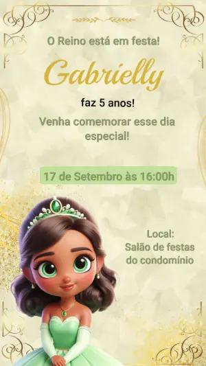 Convite Aniversário Princesa Tiana para Editar Online