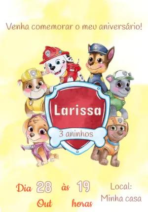 Convite Aniversário Patrulha Canina com Personagens para Editar