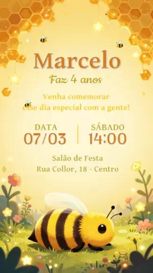 Convite de Aniversário Abelhinha Fofo para Editar Online