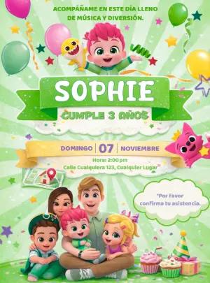 Invitación de Cumpleaños Bebefinn Colorida para Editar
