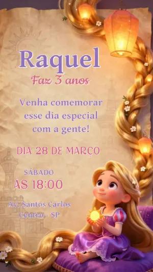 Convite de Aniversário Rapunzel Enrolados para Editar