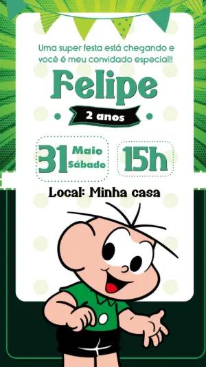 Convite de Aniversário Cebolinha Editável Online