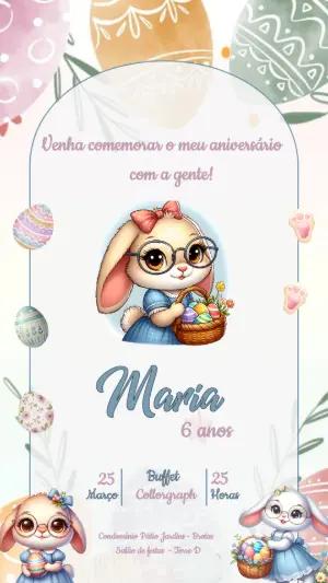 Convite Aniversário Coelhinha da Páscoa Editável Online