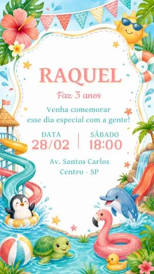 Convite de Aniversário Parque Aquático Infantil Editável