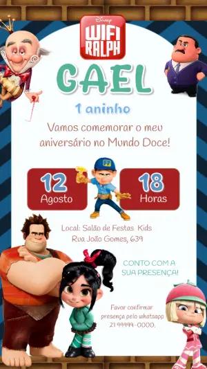 Convite de Aniversário WiFi Ralph com Personagens para Editar