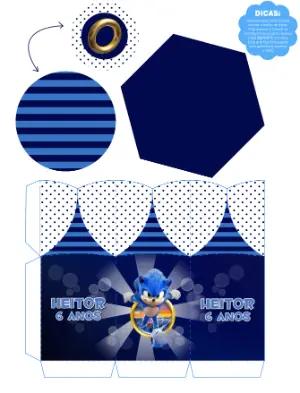 Centro de Mesa Sonic para Aniversário Infantil - Modelo Editável