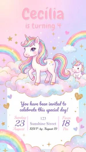 Magical Unicorn Birthday Invitation | Editable Template