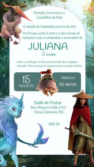Convite Digital Infantil Tema Raya e Sisu para Editar