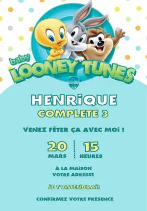 Invitation Anniversaire Baby Looney Tunes à Éditer en Ligne