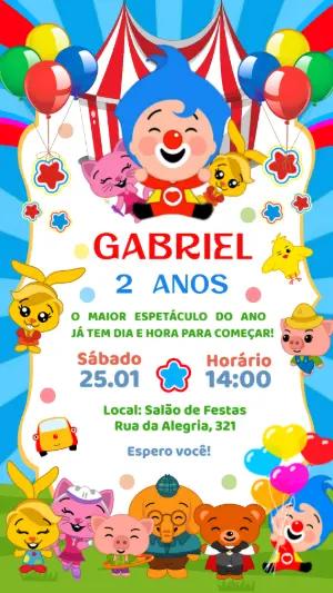 Convite Aniversário Palhaço Plim Plim para Editar Online