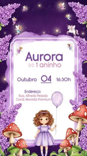 Convite Aniversário Jardim Encantado com Fadas para Editar