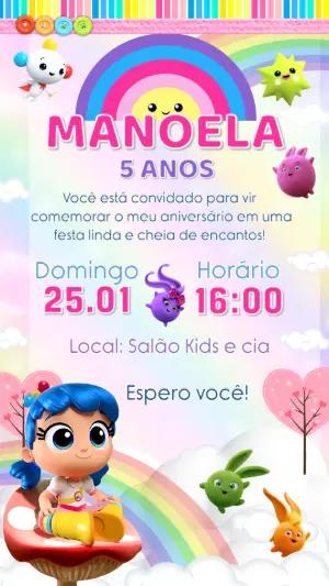 Convite de Aniversário Vera e o Reino do Arco-Íris Editável