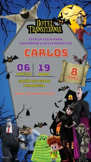 Convite de Aniversário Hotel Transilvânia para Editar Online