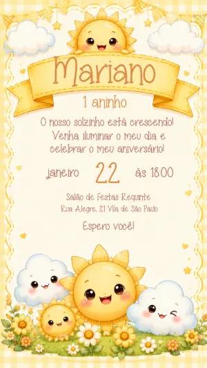 Convite de Aniversário Solzinho e Girassol Modelo Editável