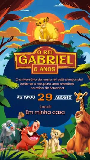 Convite de Aniversário Rei Leão Infantil para Editar Online