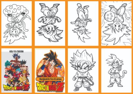 Livrinho de Colorir Dragon Ball Z para Festa Infantil Editável
