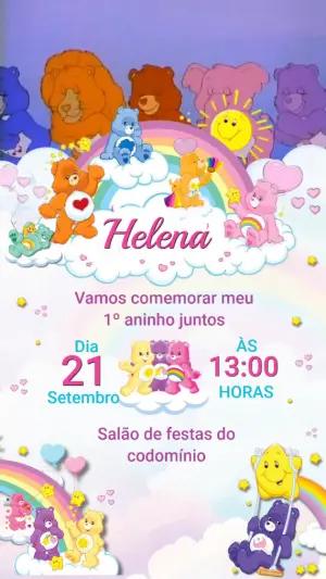 Convite Animado Ursinhos Carinhosos Aniversário para Editar