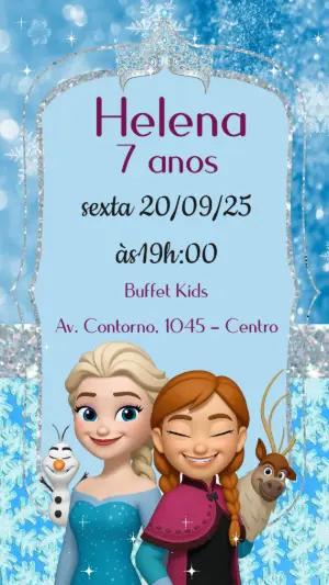 Convite Animado Aniversário Frozen para Editar Online