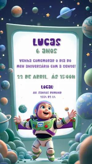 Convite Aniversário Buzz Lightyear para Editar Online