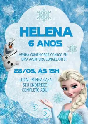 Convite Digital Editável Aniversário Tema Frozen Aventura Congelante