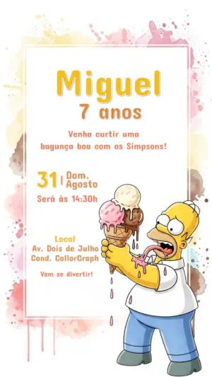 Convite de Aniversário Os Simpsons com Homer para Editar Online