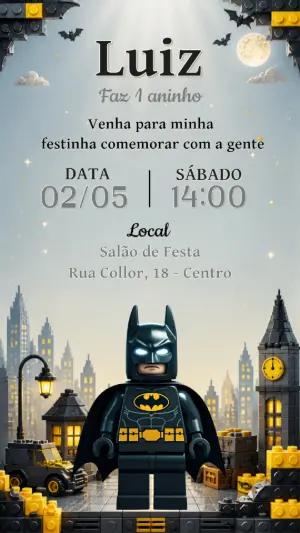 Convite de Aniversário Lego Batman para Editar Online