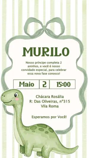Convite de Aniversário Dinossauro Baby Editável