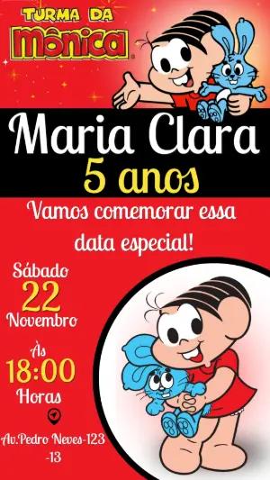 Convite de Aniversário Turma da Mônica para Editar Online